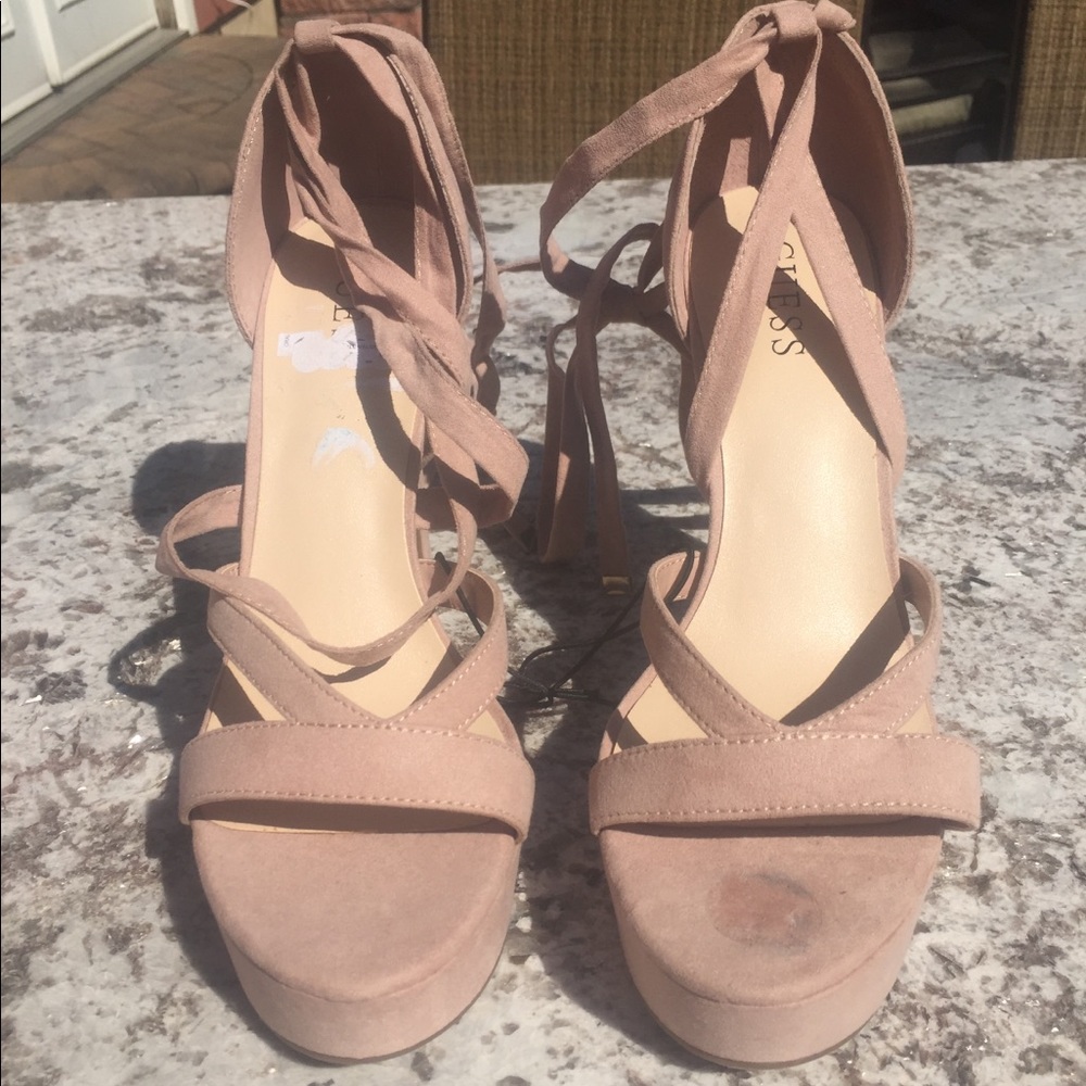 Never worn strappy Guess blush pink heel size 10